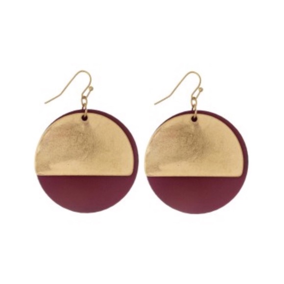 POMINA Jewelry - Gold/Burgundy Earrings